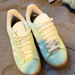 Adidas Light Green and White Sneakers